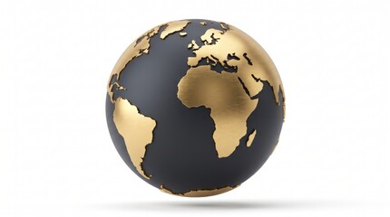 Fototapeta premium Shiny gold and black earth globe isolated icon