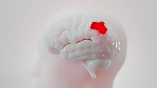 Brain damage abnormalities or foreign. Cancer tumor malignant cells growth and spreading. Can be used in medical elements related meningioma or neurological disease. Minimal idea concept, 3D Render.
