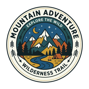 Vibrant Mountain Adventure Wilderness Exploration Patch Design