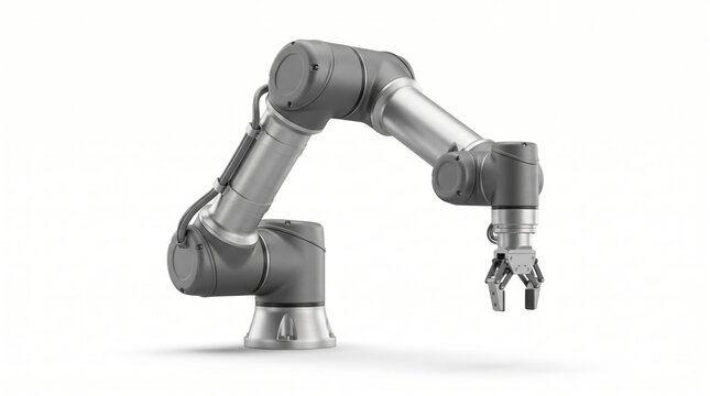 Industrial robotic arm with a mechanical claw for manufacturing factory
