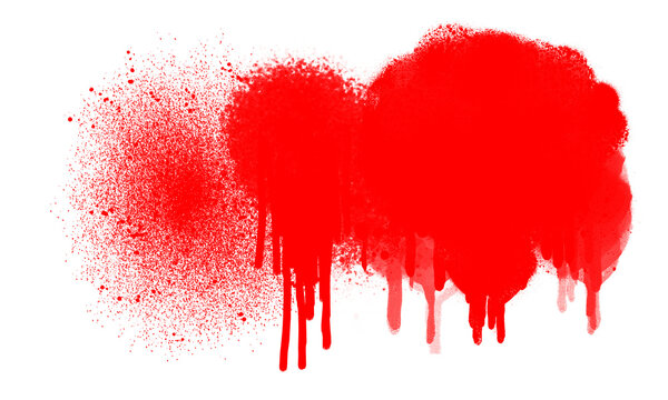 Red spray paint splatter isolated on transparent background