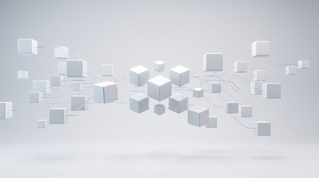 Abstract Network of Connected White Cubes