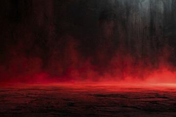 Obraz premium Dark industrial horror background with distressed wall and red smoke creating eerie and intense atmosphere