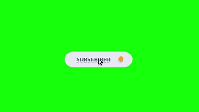 Subscribed notification button with bell icon and motion blur effect against a green screen chroma key background motion graphic loop