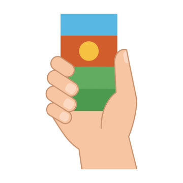 Hand Holding Flag of Niger With Blue Orange Green Colors