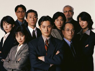 Fototapeta premium 前向きな笑顔と結束力で並び立つ頼もしいビジネス同僚たち