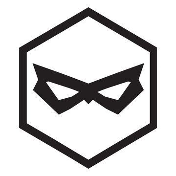 Superhero mask icon inside a hexagon frame vector illustration