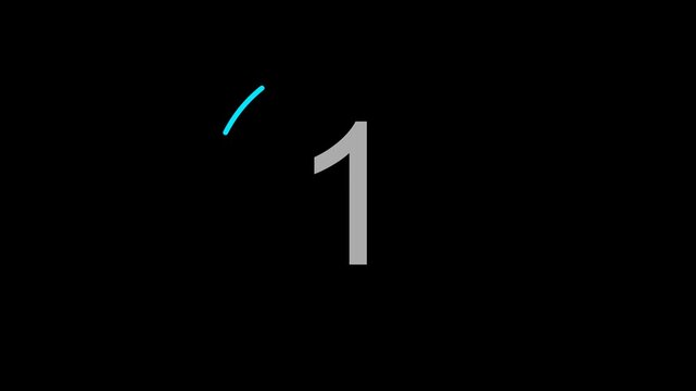 Minimalist Proyek Animasi style number one with blue glowing progress arc on dark background for 4K video projects and countdowns