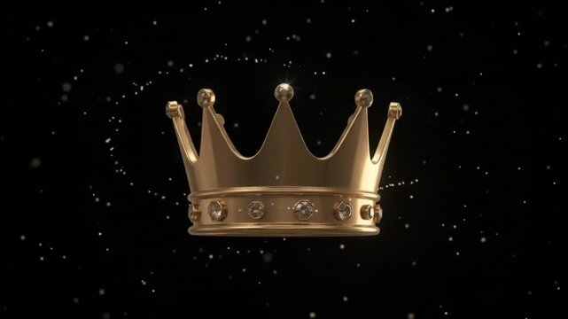 3D Animated Gold Metallic Crown Light Sweep Micro Motion Graphics