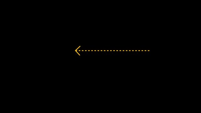 Left arrow direction icon with dotted line animation. dot arrows icon sign animation. Motion graphics of straight line arrow. 4k video
