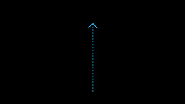 up arrow direction icon with dotted line animation. dot arrows icon sign animation. Motion graphics of straight line arrow. 4k video