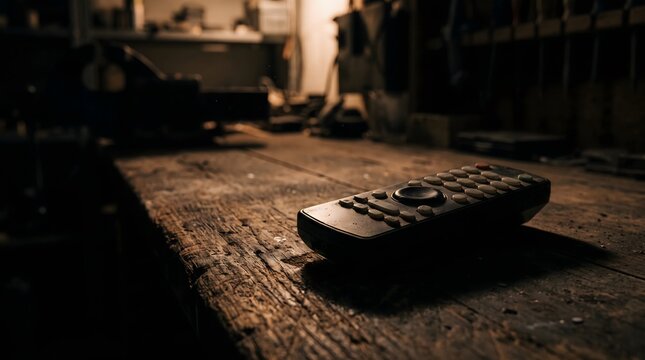 Worn electronic remote control symbolizing electronic waste and planned obsolescence