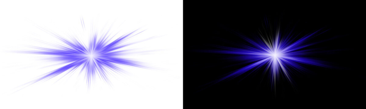 Bright blue nova explosion light effect with sharp thin rays for cosmic and magical visual scenes.