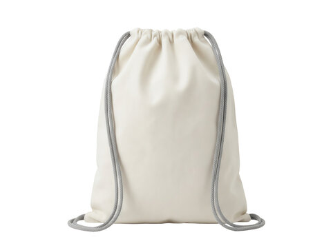 White drawstring backpack isolated on transparent background