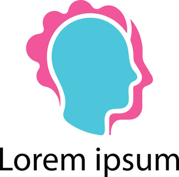 Human head profile with abstract brain inside logo design, psychology mental concept