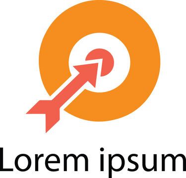 Orange target bullseye with arrow logo design, business goal success icon