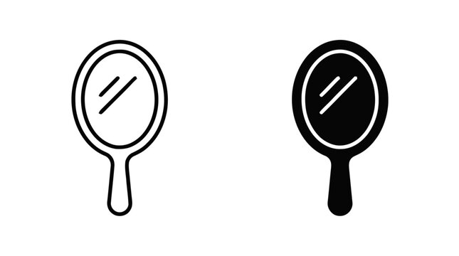 Vector illustration of hand mirror icon set on a transparent background
