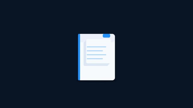 Clean vector illustration of a document icon with a blue tab, symbolizing digital files, data management, and important information organization concepts for modern systems
