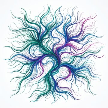 Abstract Flowing Ribbon Tree with Colorful Organic Lines and Curves