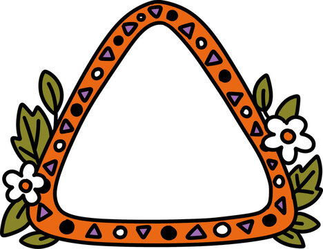 Cute Orange Triangle Floral Decorative Frame Illustration