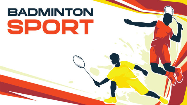 BADMINTON Sports Background Vector. International Sports Day Illustration. Graphic Design for the decoration of gift certificates, banners, and flyer 