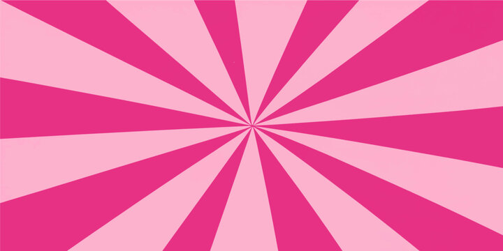 Vibrant two tone pink sunburst starburst radial rays abstract background template wallpaper vector illustration design