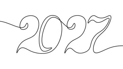 Continuous line art 2027 new year design. Minimalist elegant swirls. Fashion clothing patches stickers print. White background black outline vector illustration. © LuckyStep
