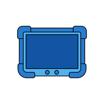 Tablet computer with protective case flat vector illustration on a white background portable digital device