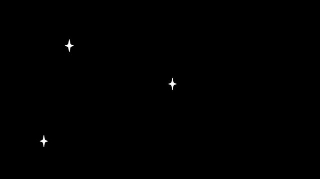 Twinkling Cross-Shaped Light Loop Animation on Black Background, Sparkle and Glowing Light Effect