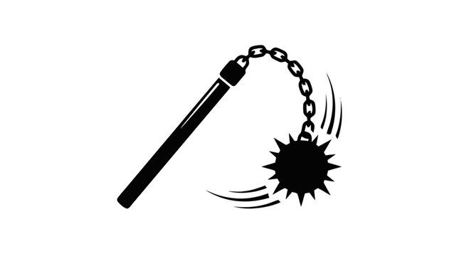 Vector illustration of flail weapon icon silhouette on a transparent background