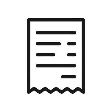Receipt icon representing a bill or invoice, simple line art style for financial and retail applications