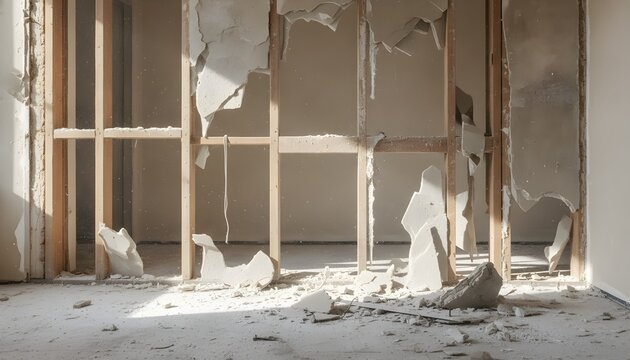 Demolished Wall During House Renovation Project