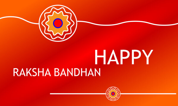 happy raksha bandhan indian begraund gradien red and orange, white bracelet cord