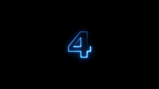 Abstract beautiful blue neon business counting number 4 icon conceptual background 4k animation.