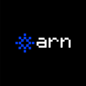 Arn logo with blue pixelated icon.