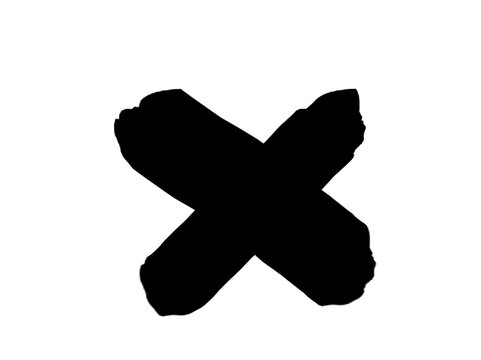 Black Brush Stroke Cross Mark Icon Isolated PNG