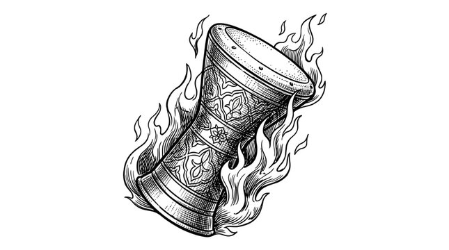 Darbuka Drum on Fire, Traditional Middle Eastern Percussion Instrument