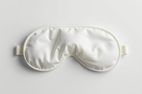 White silk sleep mask with an elastic strap, designed to block light and enhance restful sleep.