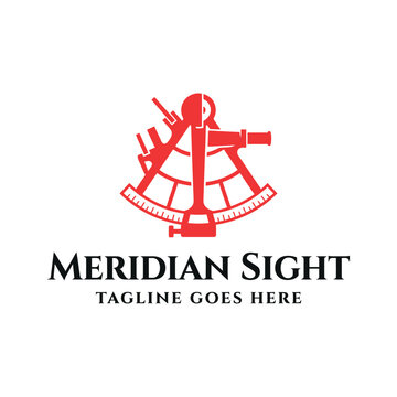 Navigational sextant instrument for marine geography astronomy exploration cartography travel nautical logo design