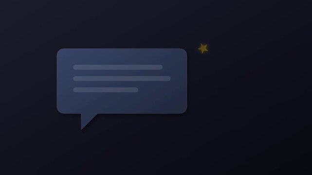 Digital Customer Feedback Animation Showing Five Gold Stars Rating and Speech Bubble Interface