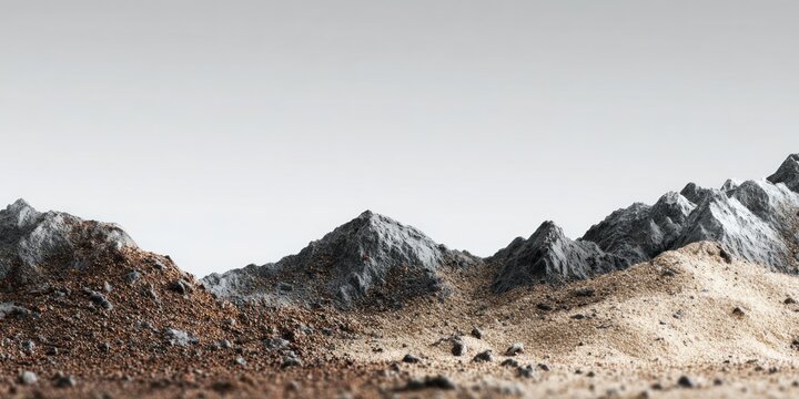 Rugged terrain landscape with mountains against a neutral background natural environment