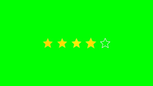 Five Star Rating Review Animation Sequence on Green Screen Background for Video Production