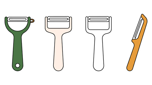 Various types of vegetable peelers and zesters with different handle designs and blade shapes
