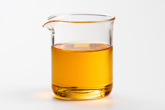 Urine Sample in Glass Beaker on White Background