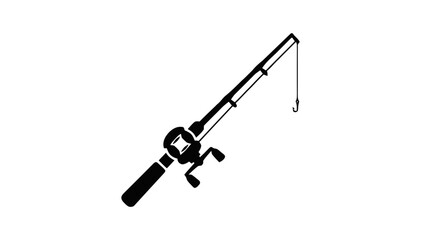 Fototapeta premium Vector illustration of fishing rod icon silhouette on a transparent background