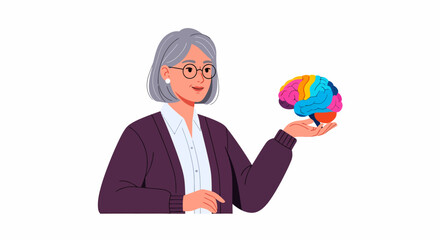 Fototapeta premium Hispanic Psychologist Pitching Mental Health Therapy Platform Brain