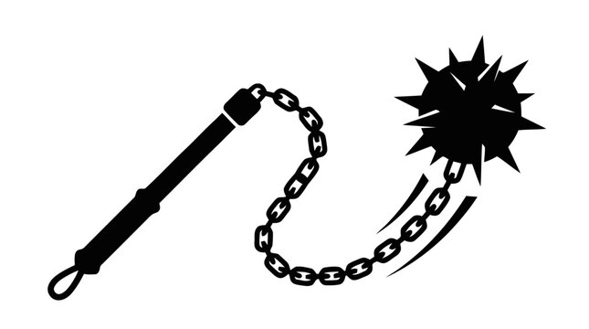 Vector illustration of medieval flail weapon on a transparent background