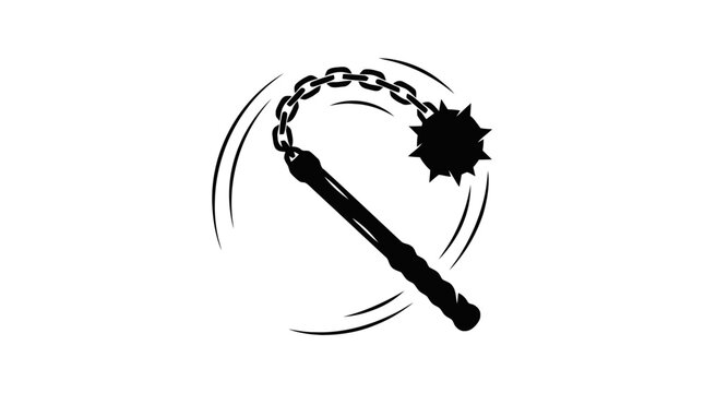 Vector illustration of mace weapon silhouette on a transparent background
