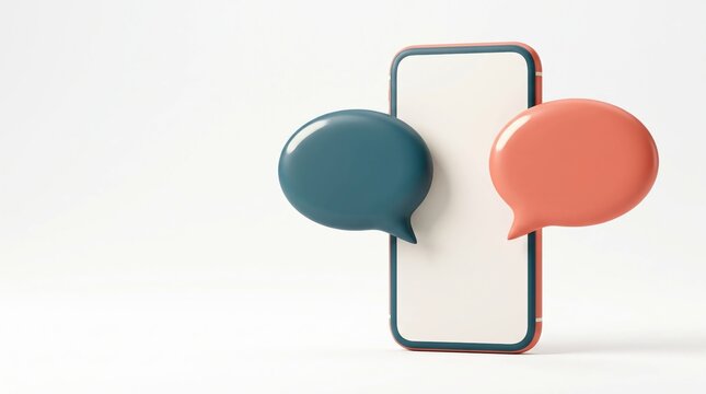 3D Colorful Speech Bubbles Around Smartphone Frame