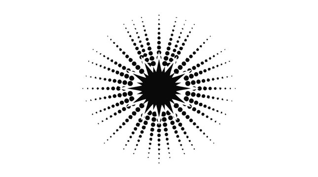 Vector illustration of sunburst halftone symbol on a transparent background
